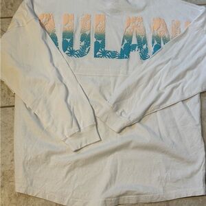 NWT White Aulani spirit Jersey Long Sleeve Shirt with Tropical Lettering